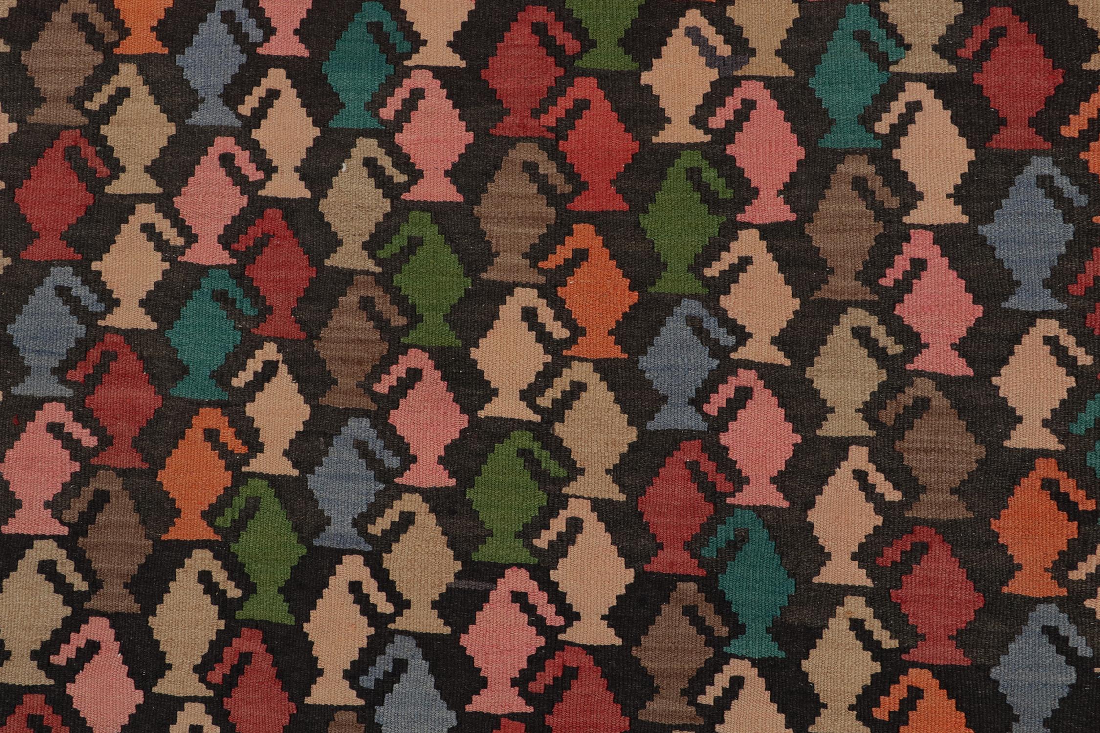Wool Vintage Persian Tribal Kilim with Polychromatic Geometric Pattern by Rug & Kilim For Sale