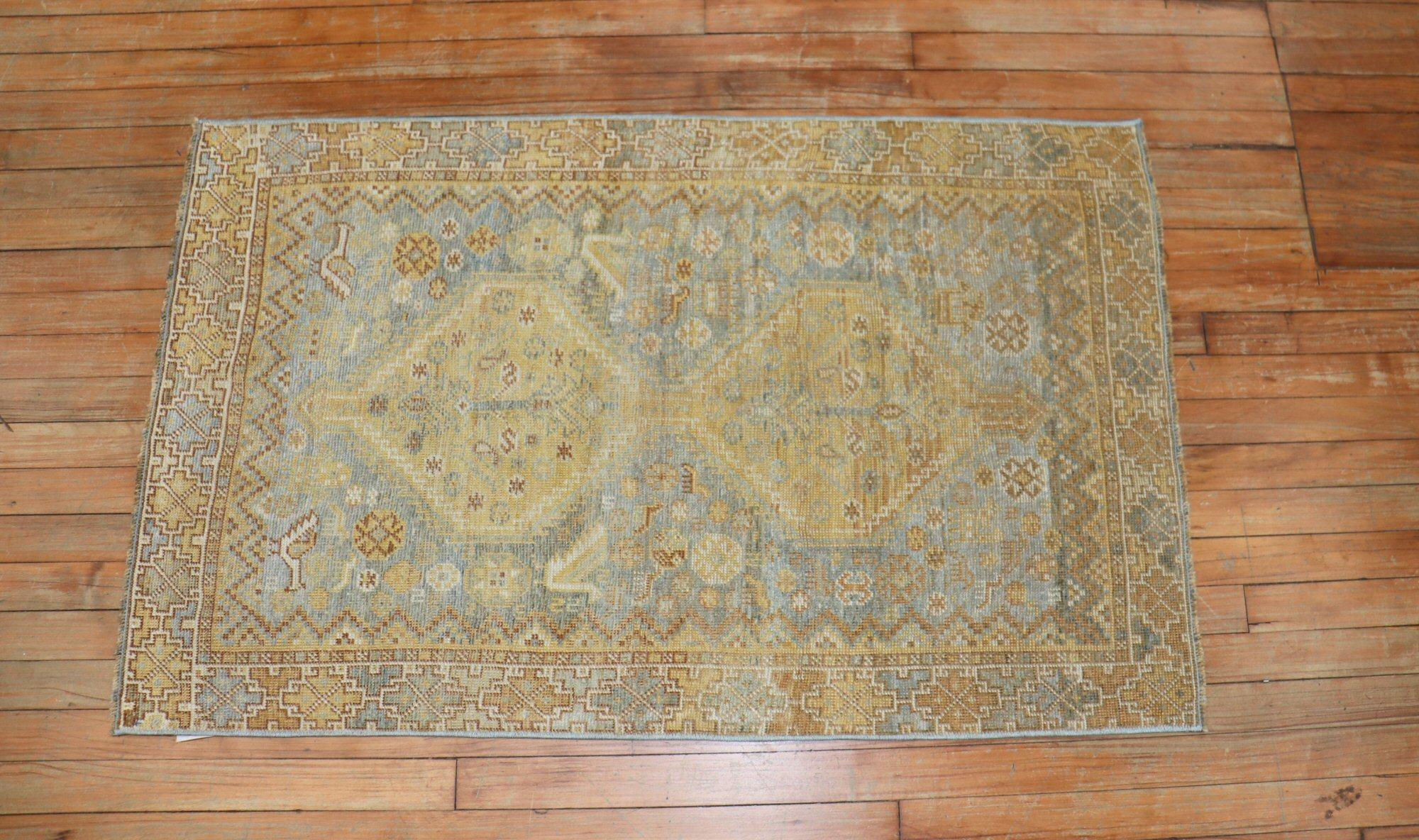 Wool Vintage Persian Tribal Persian Throw Rug For Sale