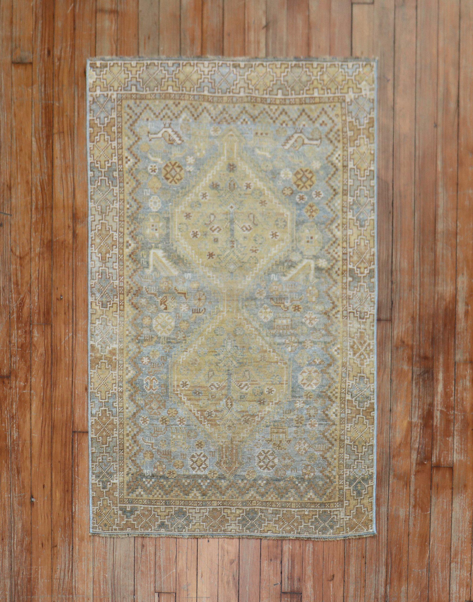 Vintage Persian Tribal Persian Throw Rug For Sale 1