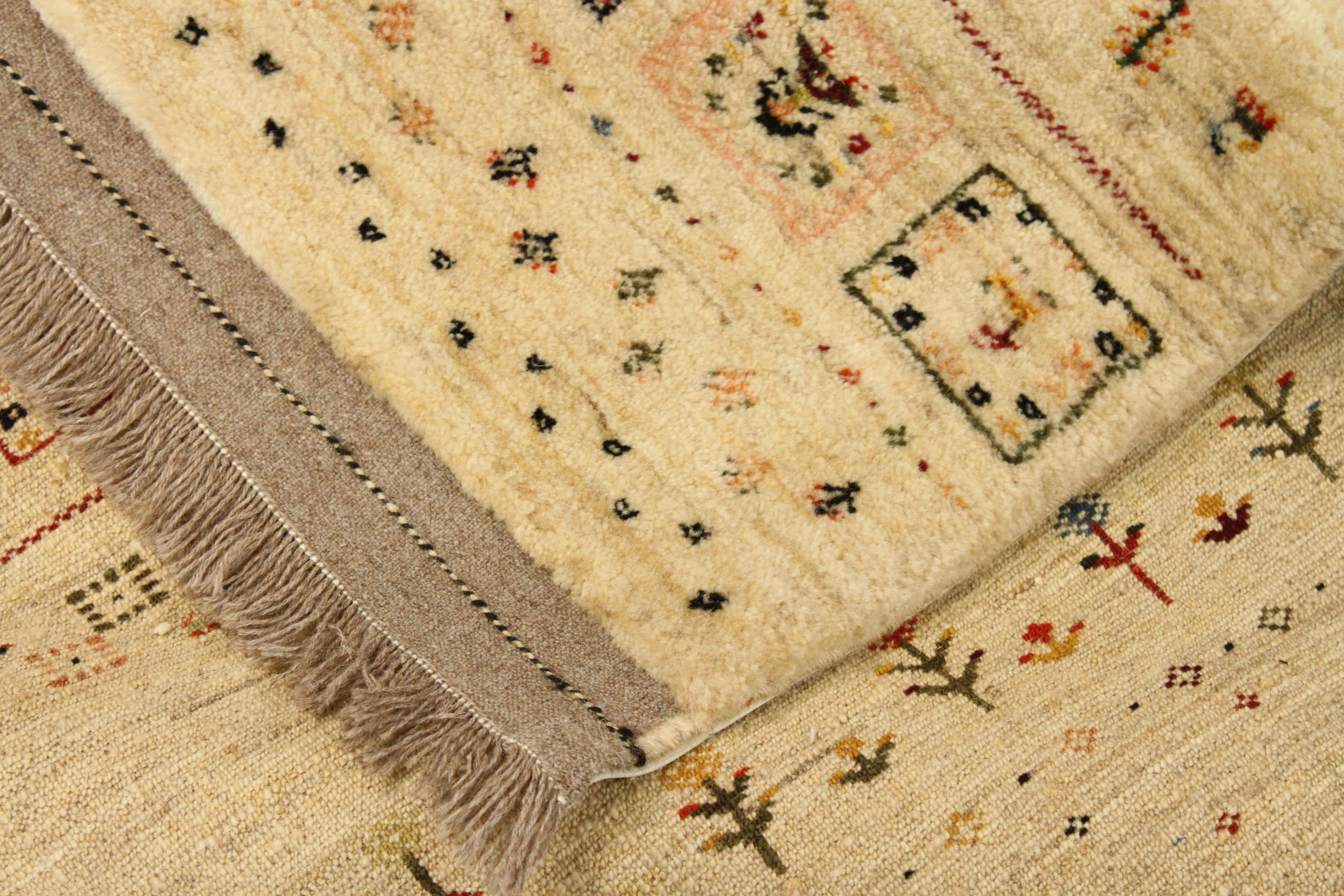 Hand-Woven Vintage Persian Tribal Rug Gabbeh Desig For Sale