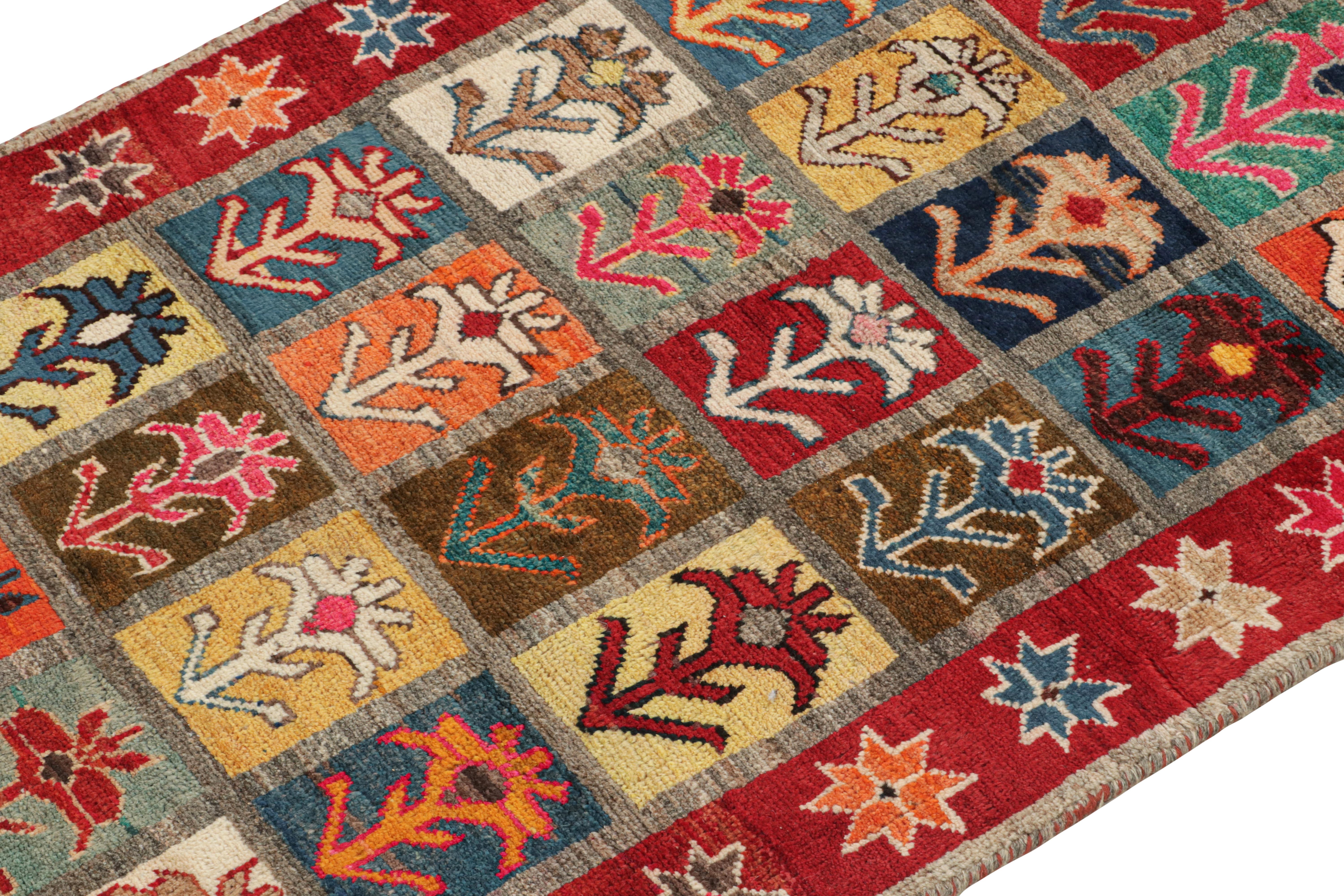Hand-Knotted Vintage Persian Tribal Rug with Vibrant Geometric-Floral Patterns