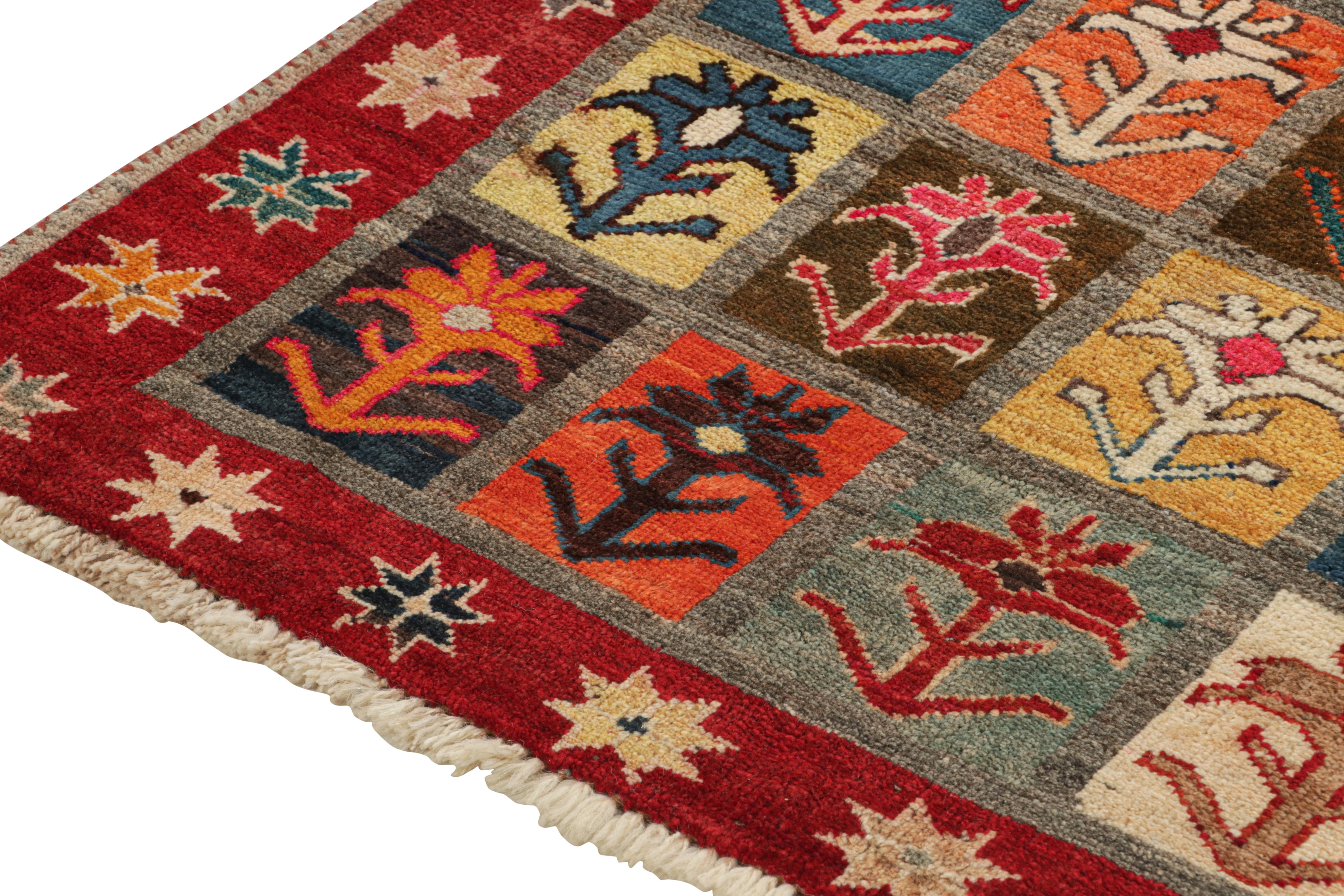 Vintage Persian Tribal Rug with Vibrant Geometric-Floral Patterns In Good Condition In Long Island City, NY