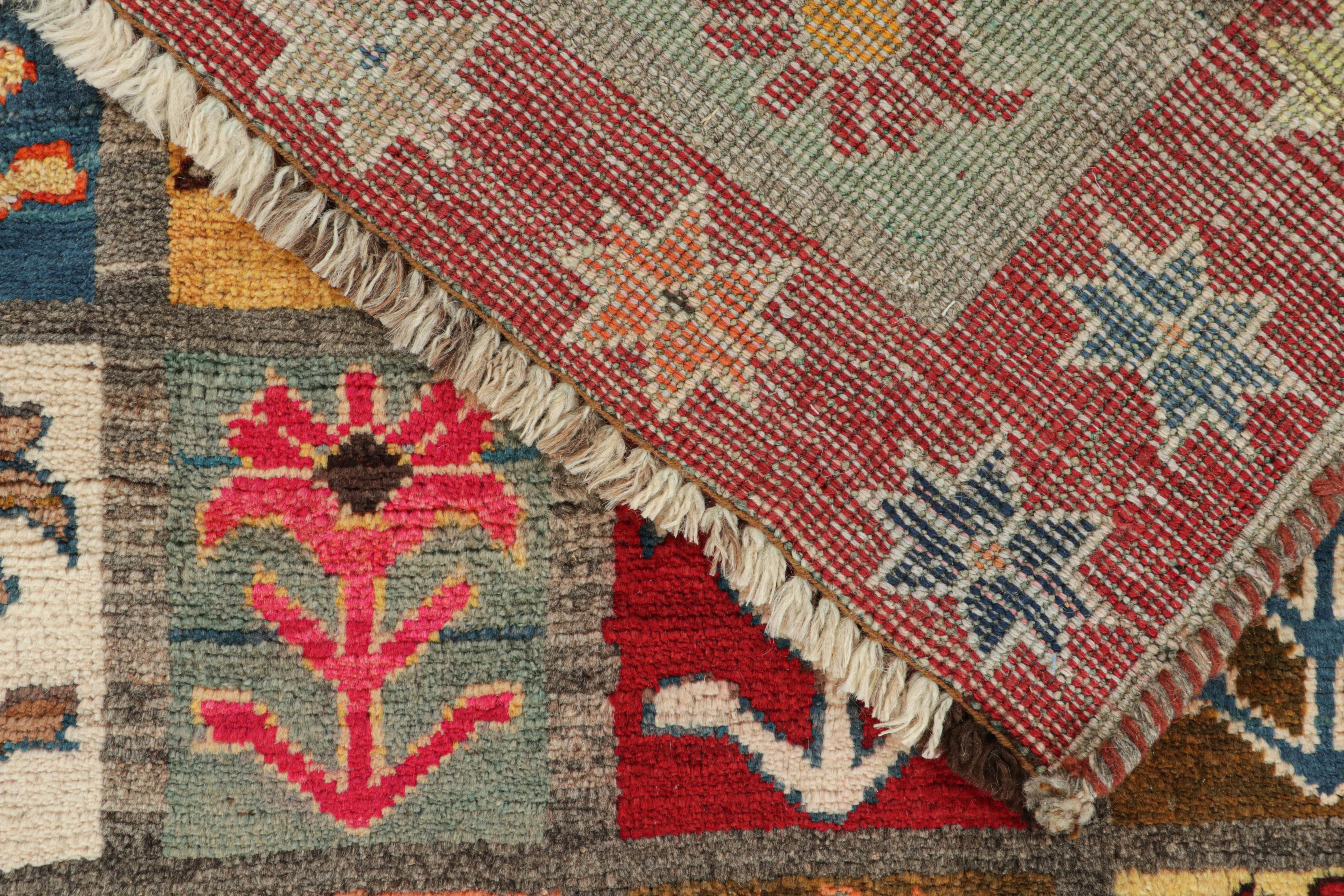 Wool Vintage Persian Tribal Rug with Vibrant Geometric-Floral Patterns