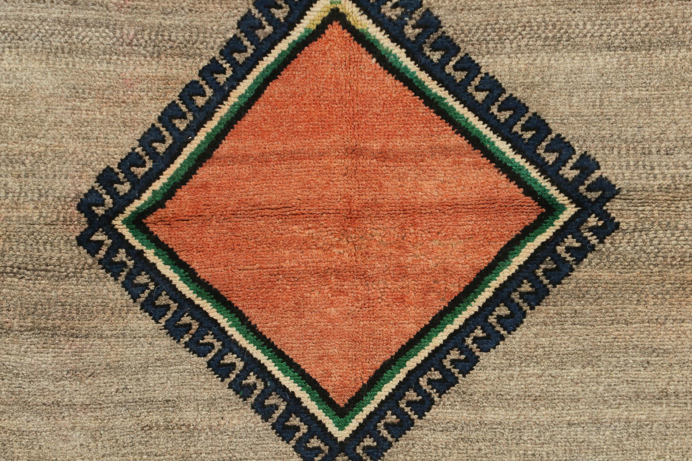 Wool Vintage Persian Tribal Runner with Orange Medallions & Pictorials by Rug & Kilim For Sale