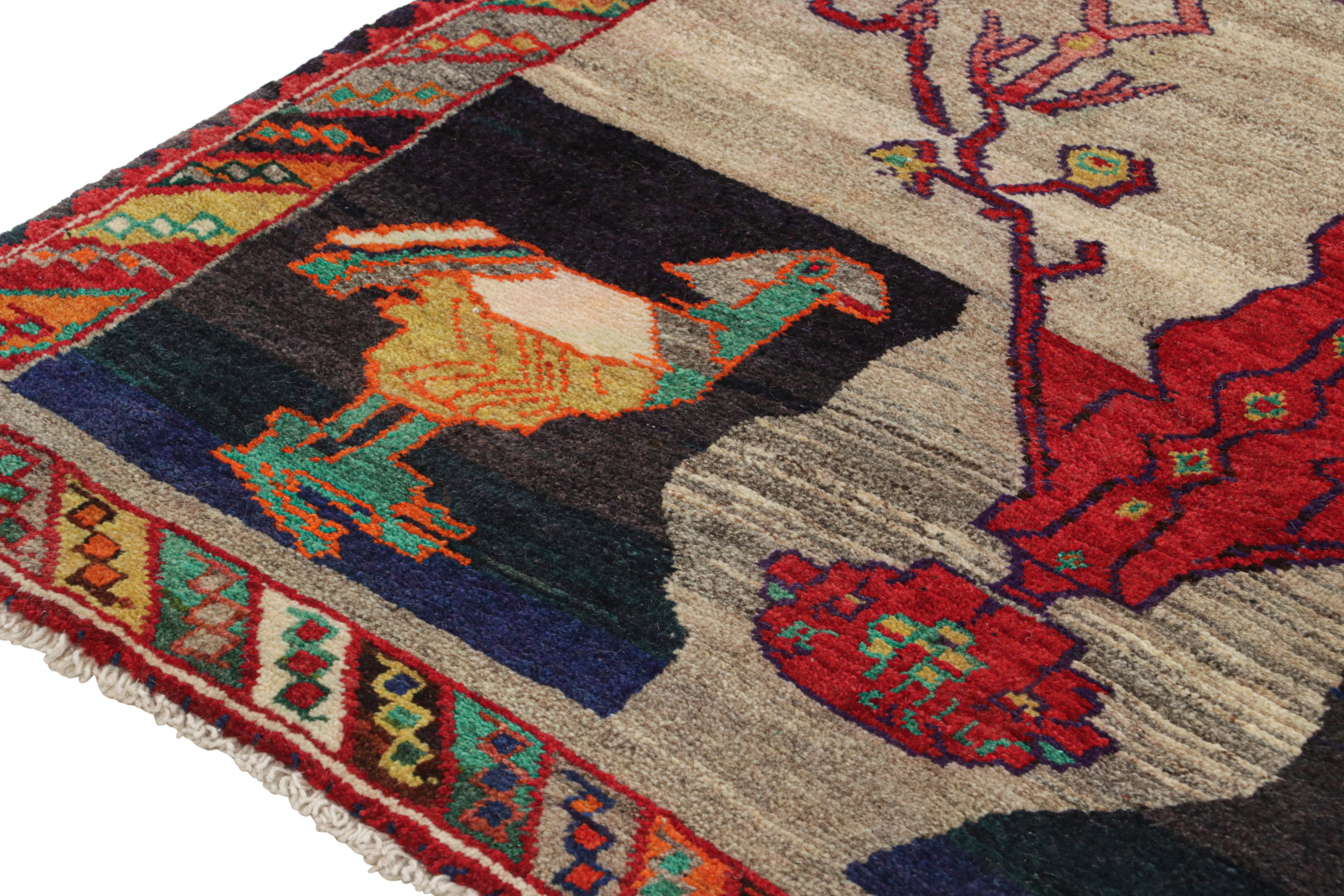 Mid-20th Century Vintage Persian Tribal Runner with Vibrant Pictorials For Sale