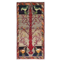 Runner tribale persiano vintage con immagini vivaci