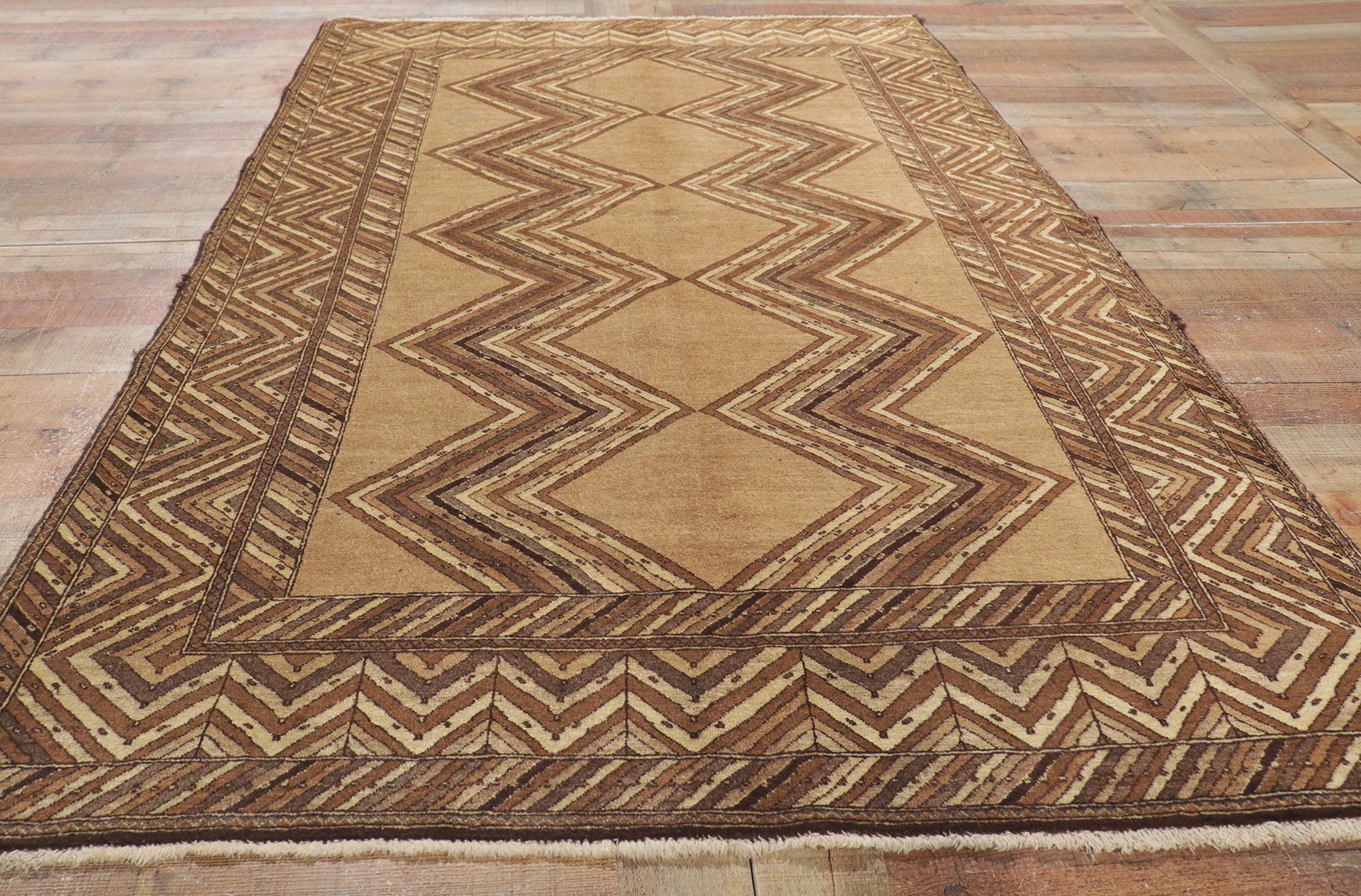 Vintage Persian Tribal Semnan Rug with Warm Earth-Tone Colors For Sale 1