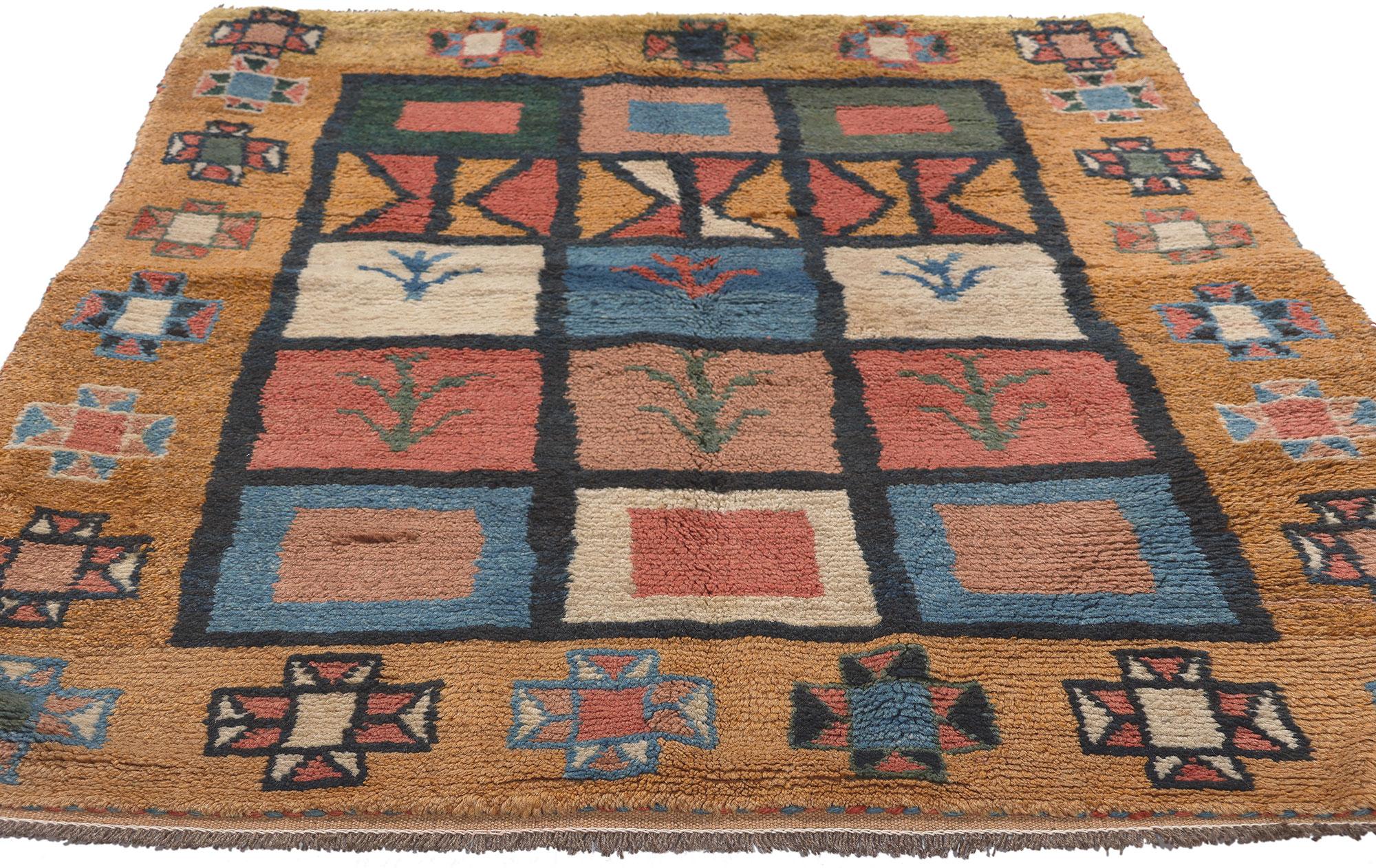 Hand-Knotted Vintage Persian Tribal Shiraz Rug with Nomadic Charm For Sale