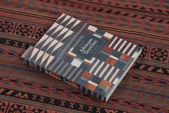 Vintage Persian Tribal Square Kilim, Red & Teal Geometric Stripes - Rug & Kilim