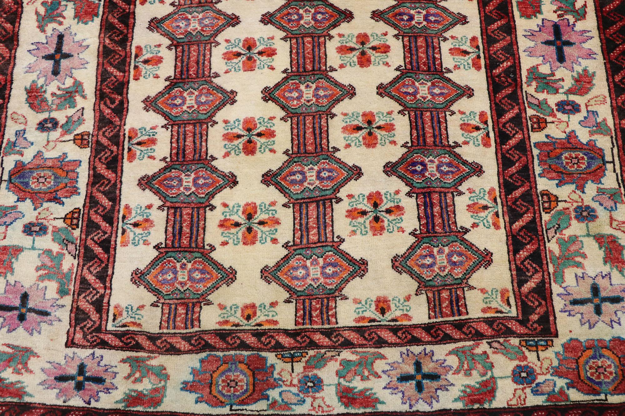 Vintage Persian Turkaman Rug with Tribal Style In Good Condition For Sale In Dallas, TX
