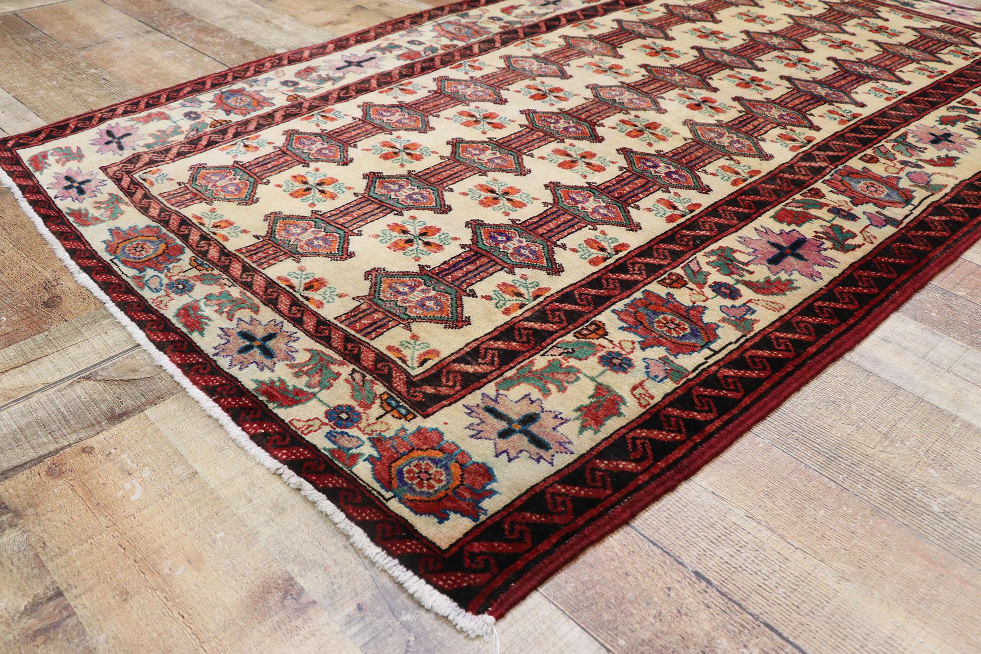 Wool Vintage Persian Turkaman Rug with Tribal Style For Sale