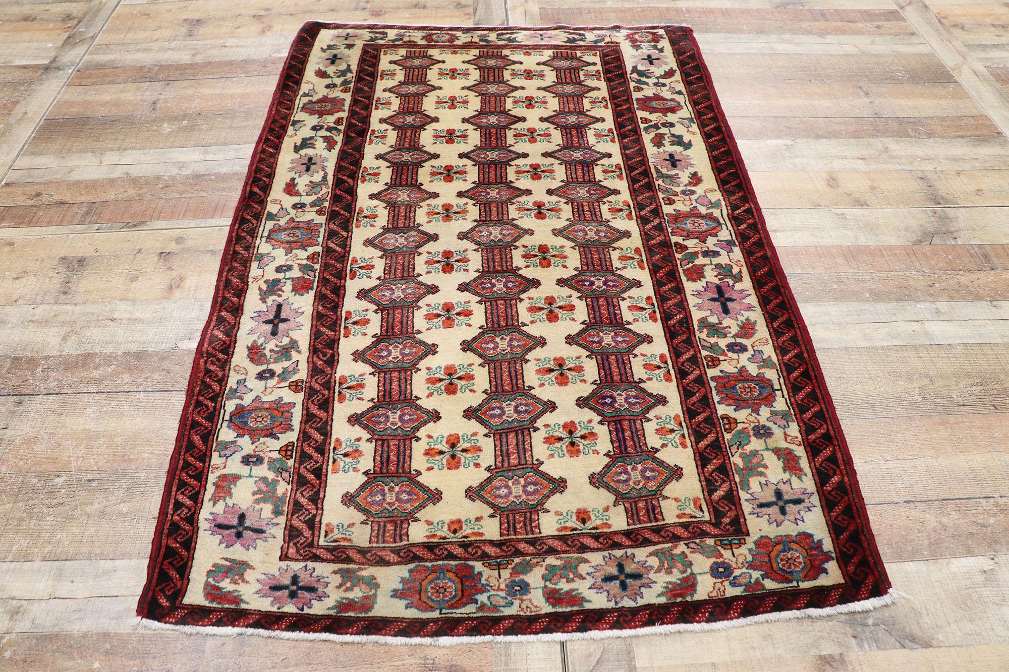 Vintage Persian Turkaman Rug with Tribal Style For Sale 1