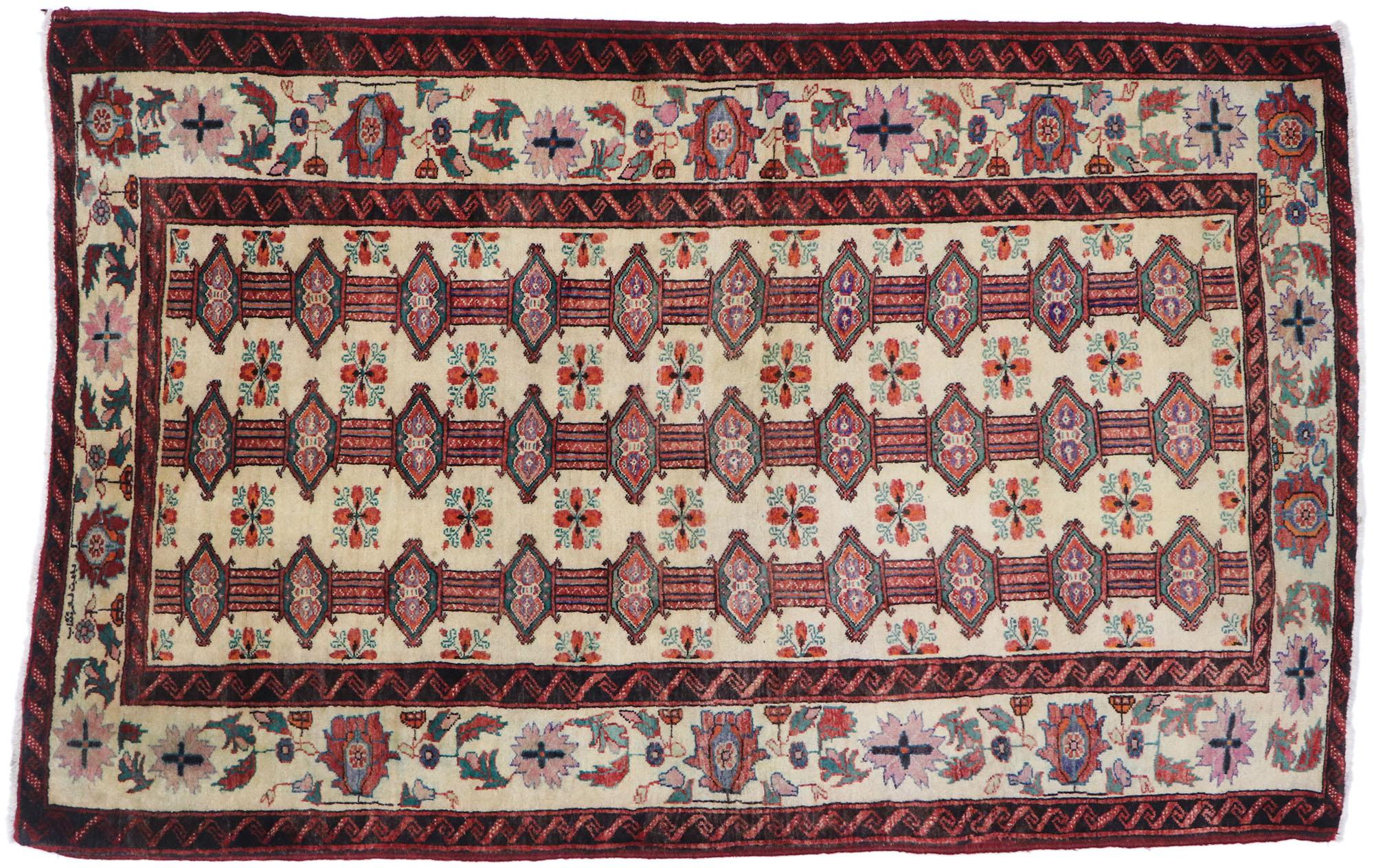 Vintage Persian Turkaman Rug with Tribal Style For Sale 3