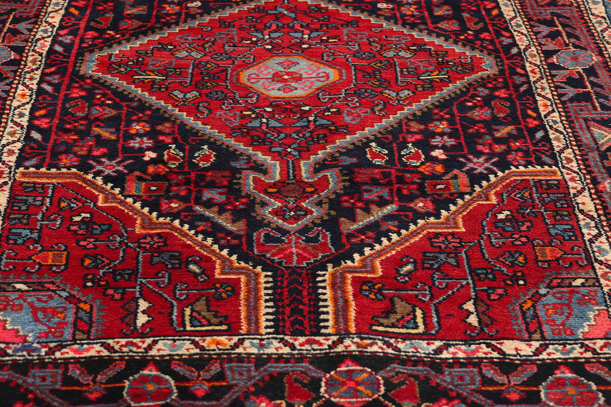 Vintage Persian Carpet Runner Hamadan Rig In Good Condition For Sale In Dallas, TX