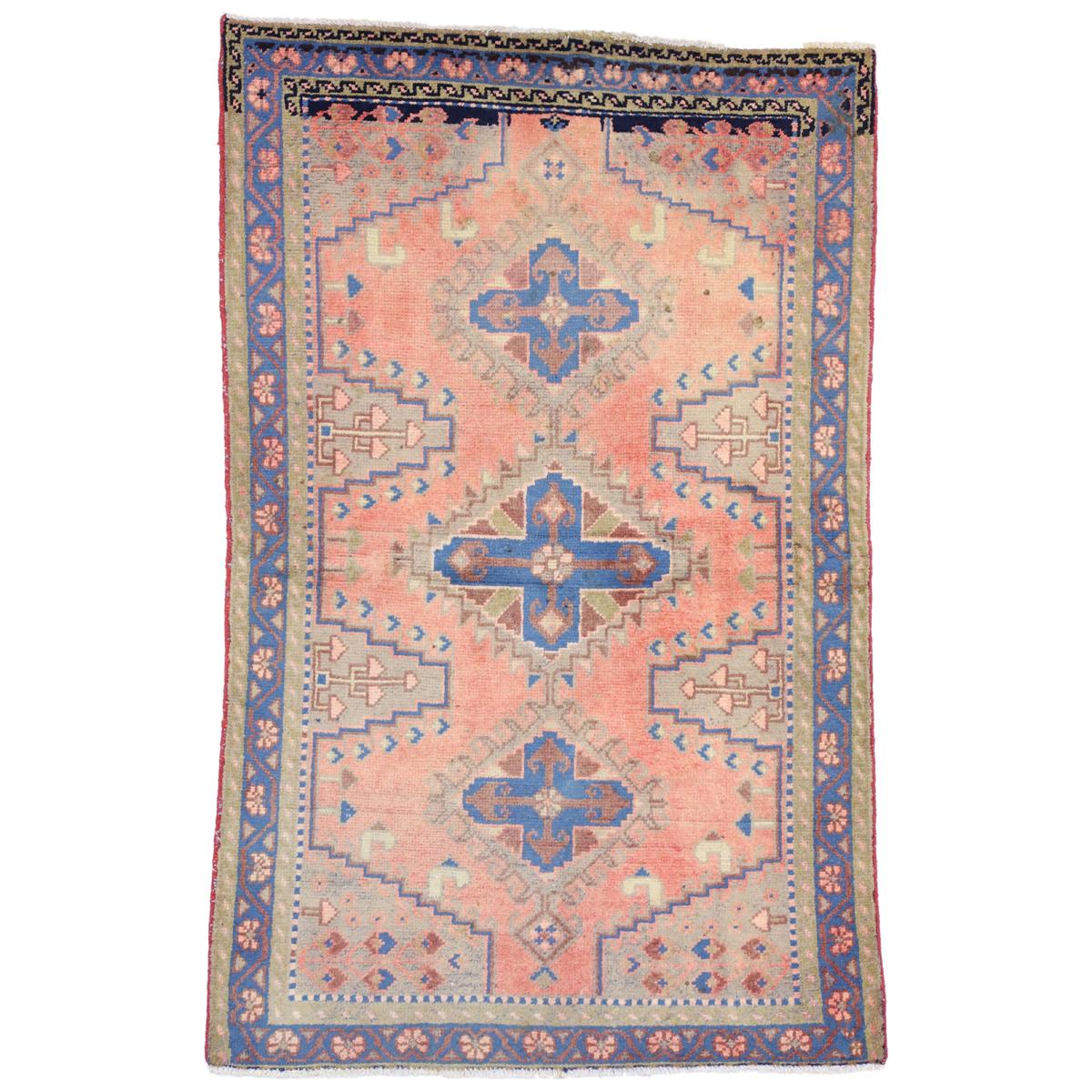 Vintage Persian Viss Accent Rug with Eclectic Bohemian Tribal Style For Sale