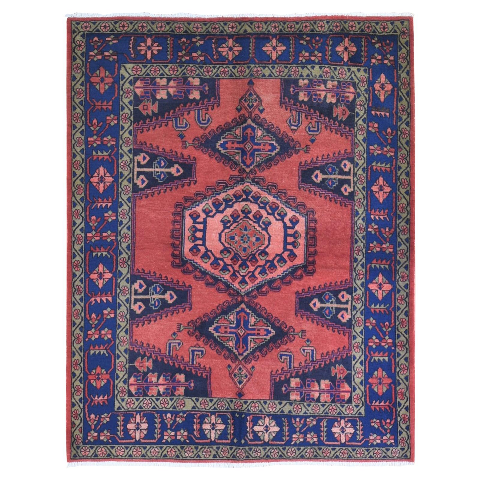 Red Vintage Persian Joshagan Full Pile Hand Knotted Oriental Rug For