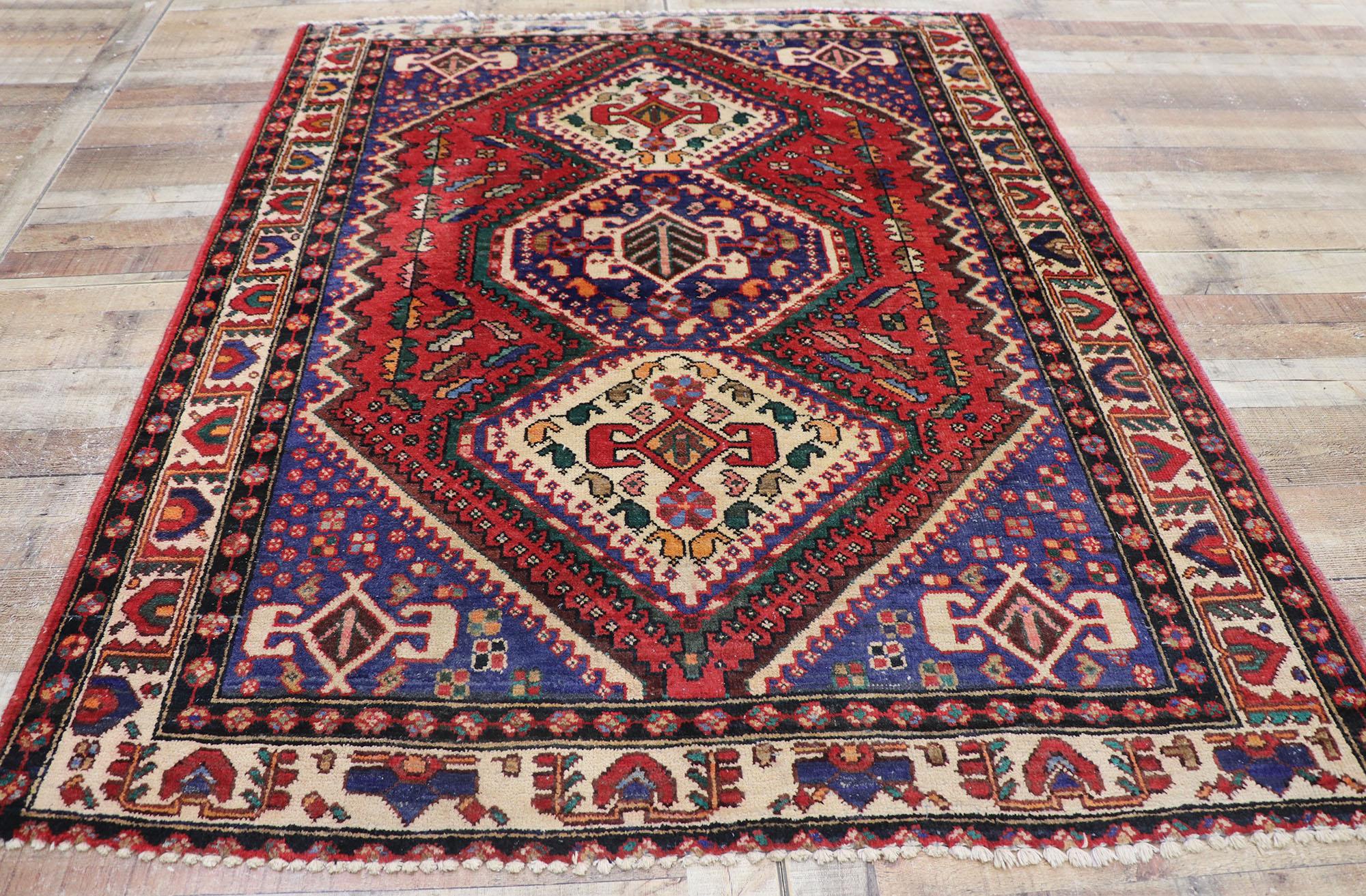 Vintage Persian Viss Rug with Tribal Style For Sale 1