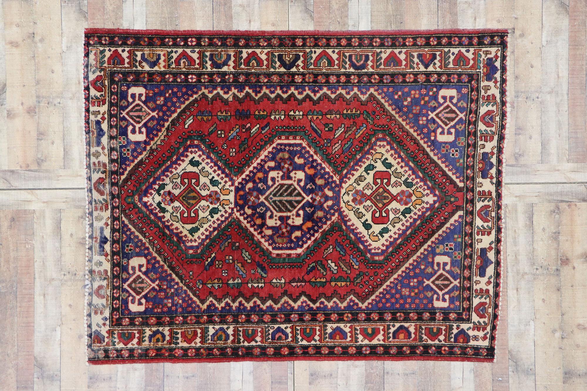 Vintage Persian Viss Rug with Tribal Style For Sale 2