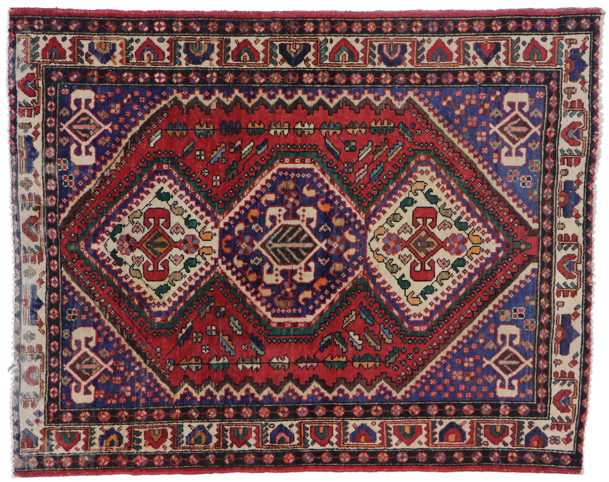 Vintage Persian Viss Rug with Tribal Style For Sale 3