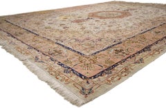 Vintage Persian Wool and Silk Tabriz Rug
