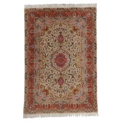 Vintage Persische Wolle und Seide Tabriz Teppich