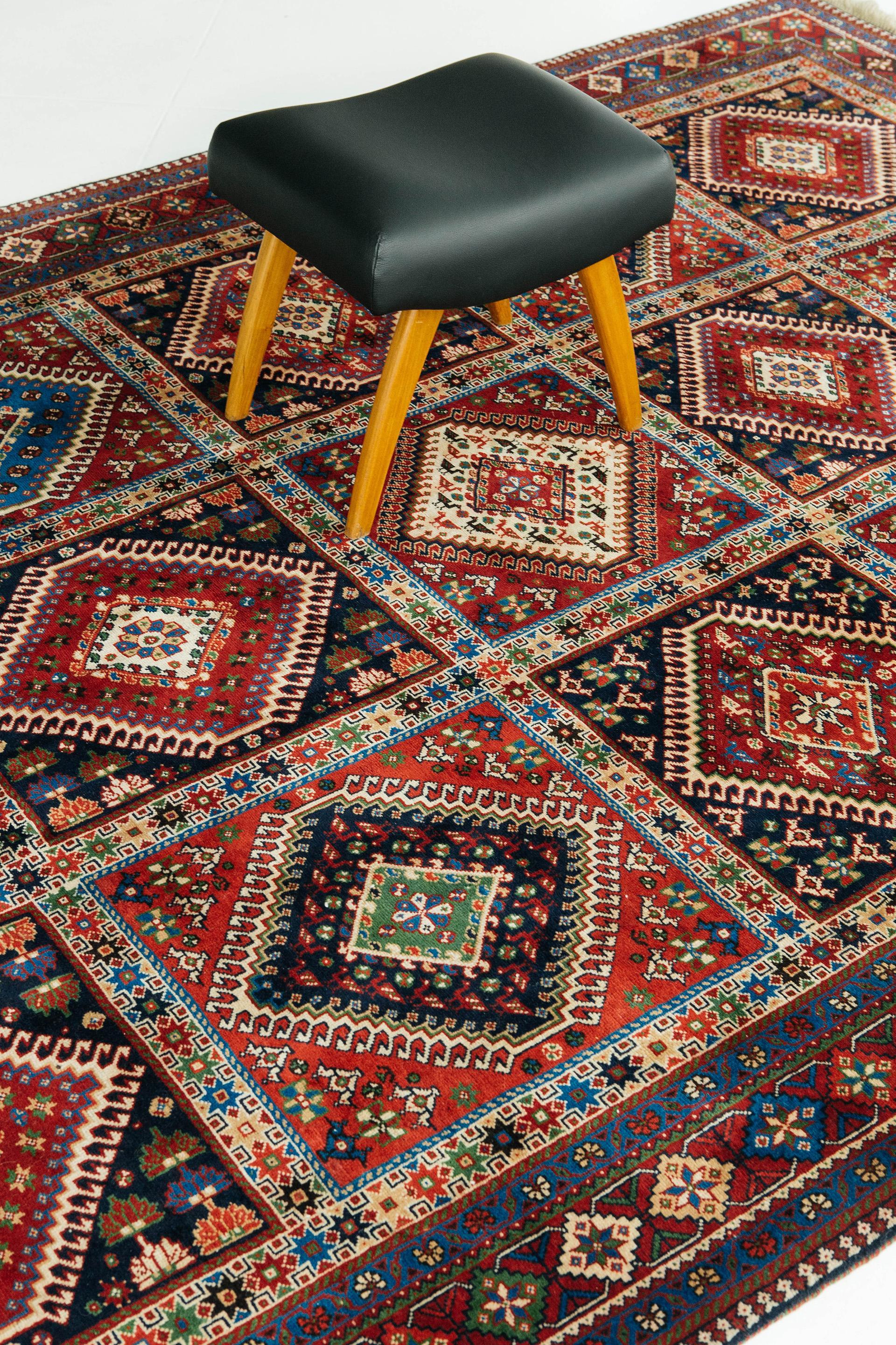 Hand-Knotted Vintage Persian Yalameh Shiraz Rug For Sale