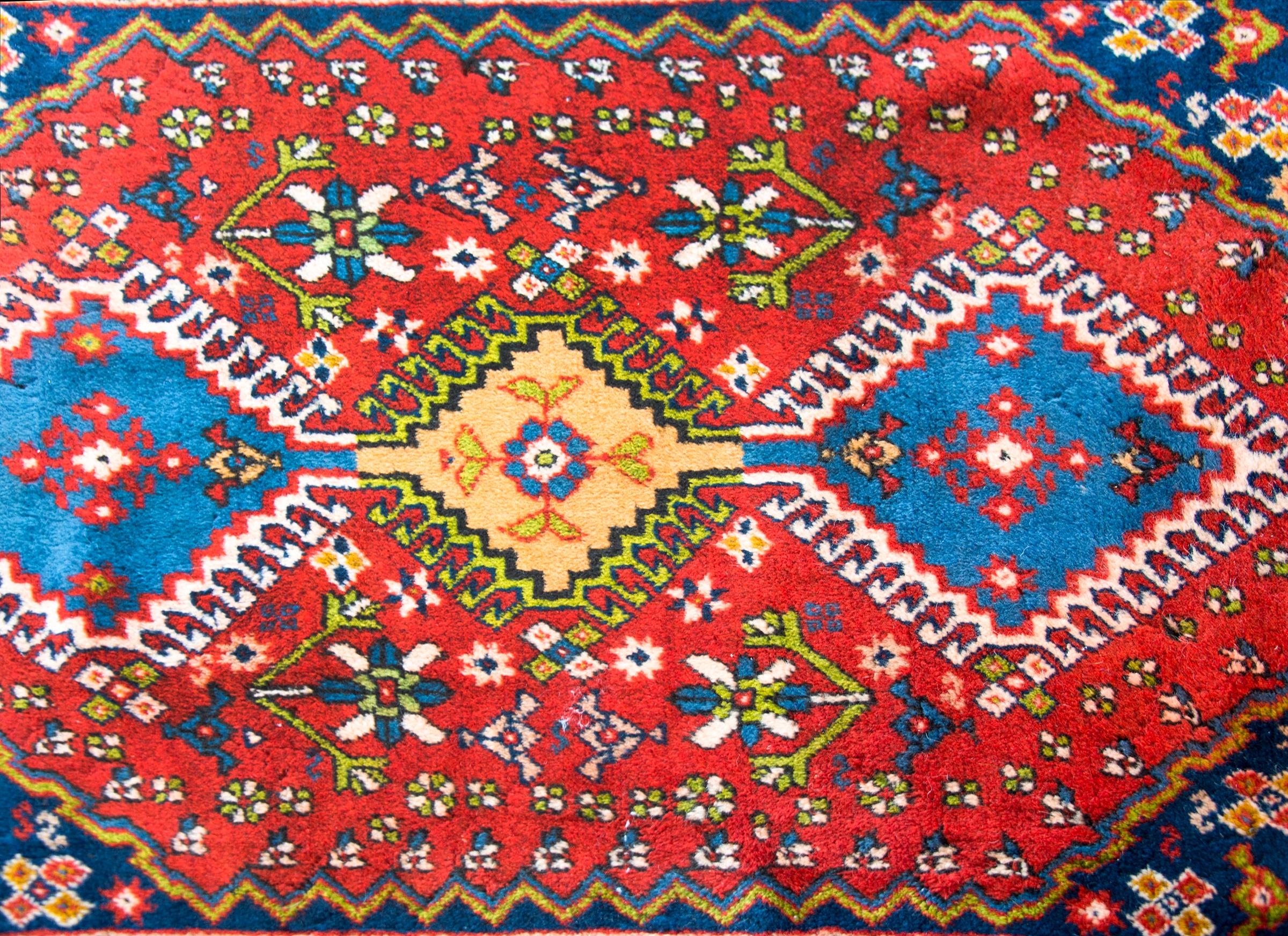 Wool Vintage Persian Yallameh Rug For Sale
