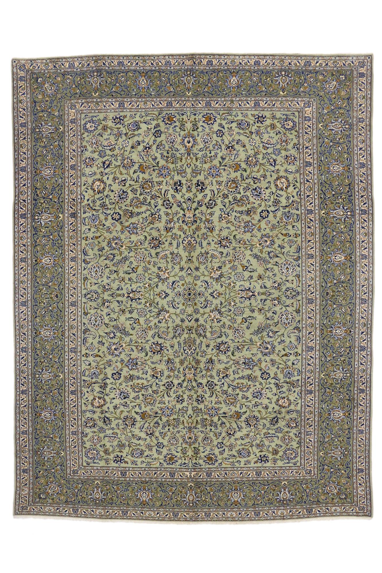 Vintage Persian Yazd Area Rug with French Country Style For Sale 1