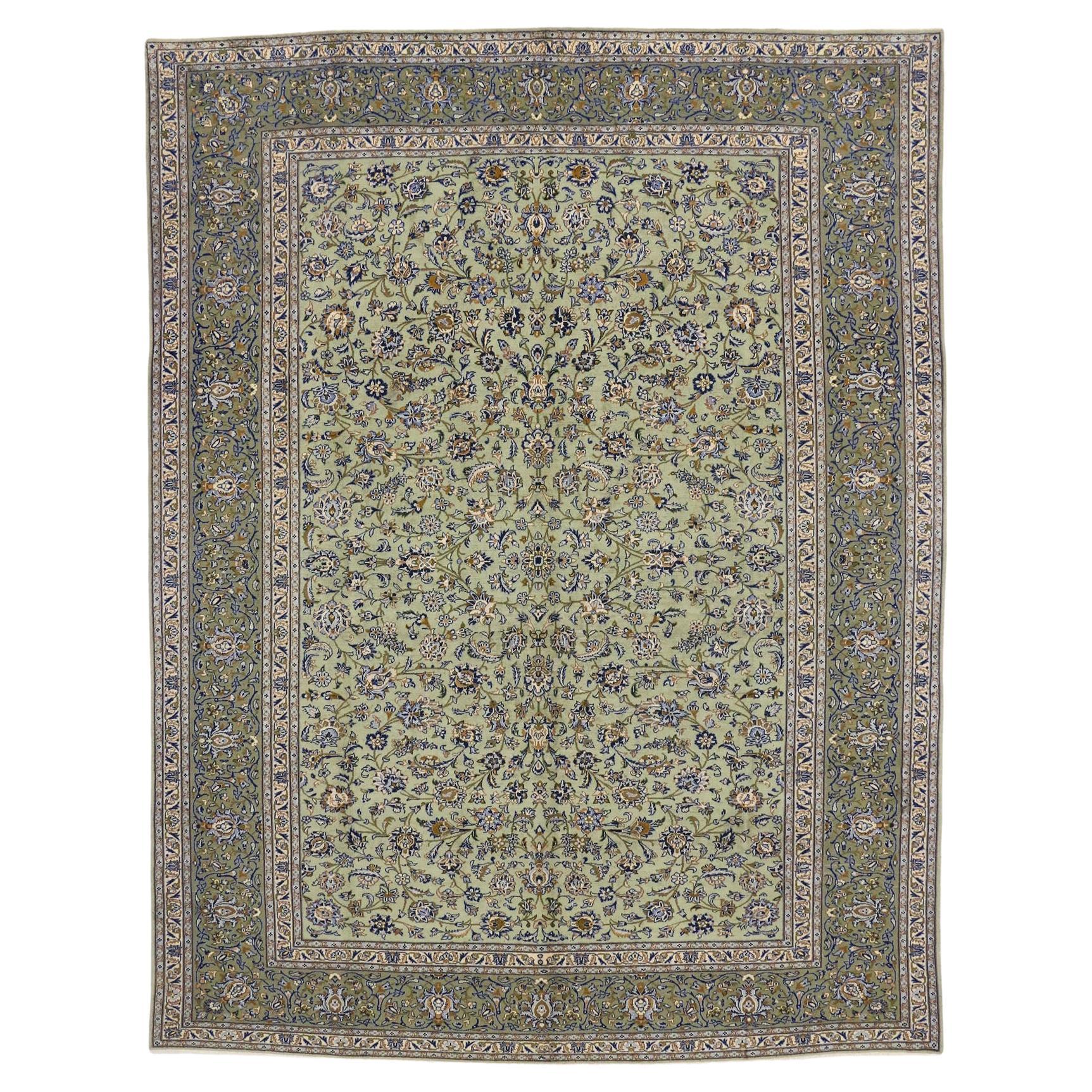 Vintage Persian Yazd Area Rug with French Country Style For Sale