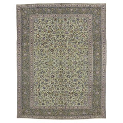 Vintage Persian Yazd Area Rug with French Country Style