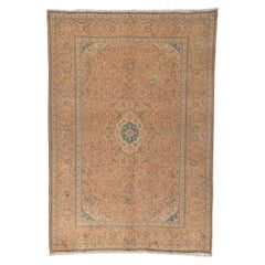 Tapis persan Yazd vintage avec style toscan méditerranéen