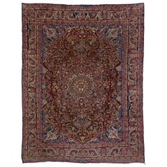 Vintage Persian Yazd Area Rug with Old World Baroque Regency Style