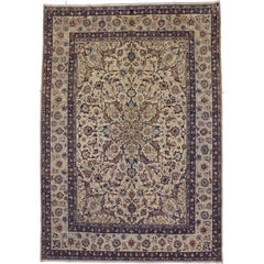 Vintage Persian Yazd Area Rug with Traditional Style
