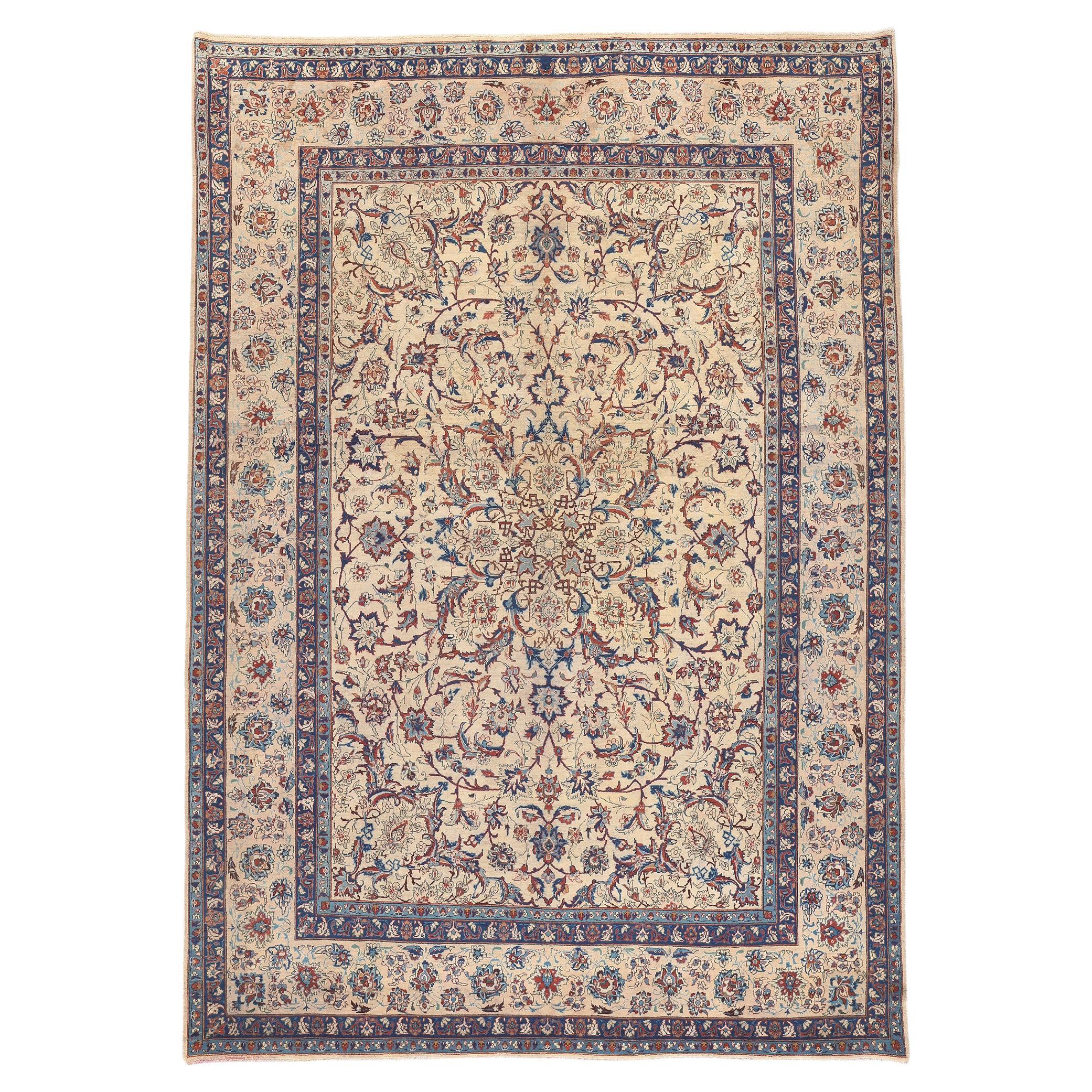 Persischer Yazd-Teppich im Vintage-Stil, 09'09 x 13'10