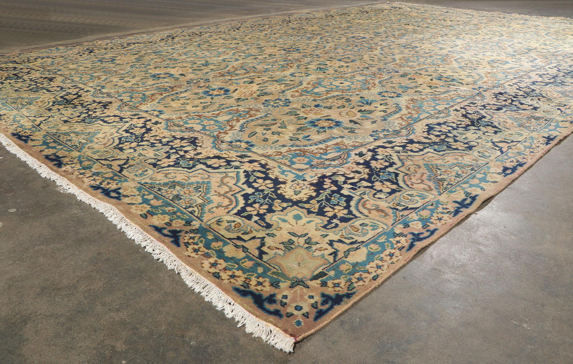 Wool Vintage Persian Yazd Rug For Sale