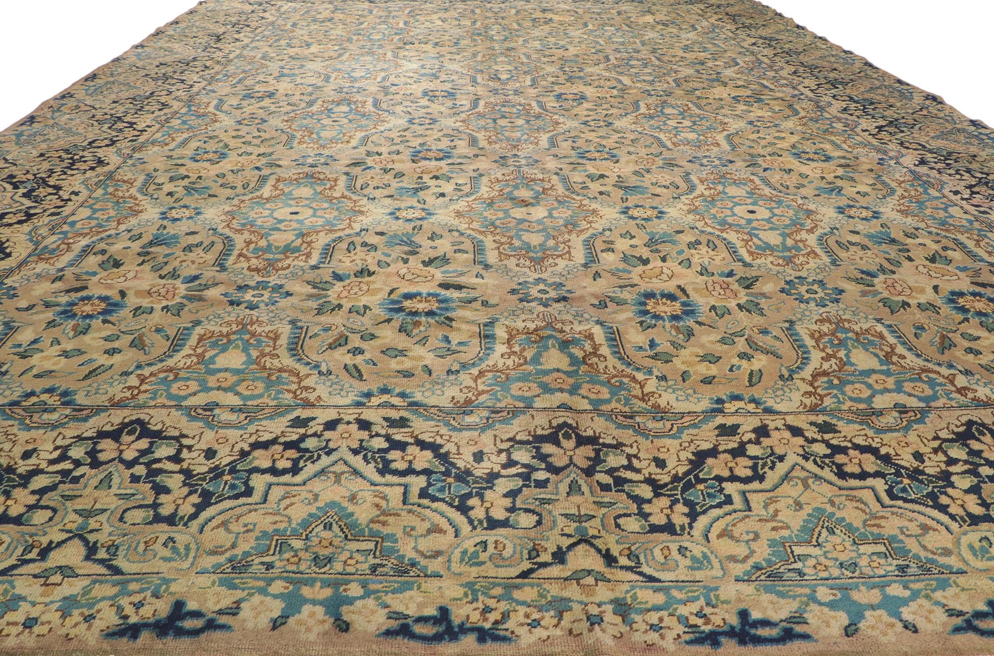 Hand-Knotted Vintage Persian Yazd Rug For Sale