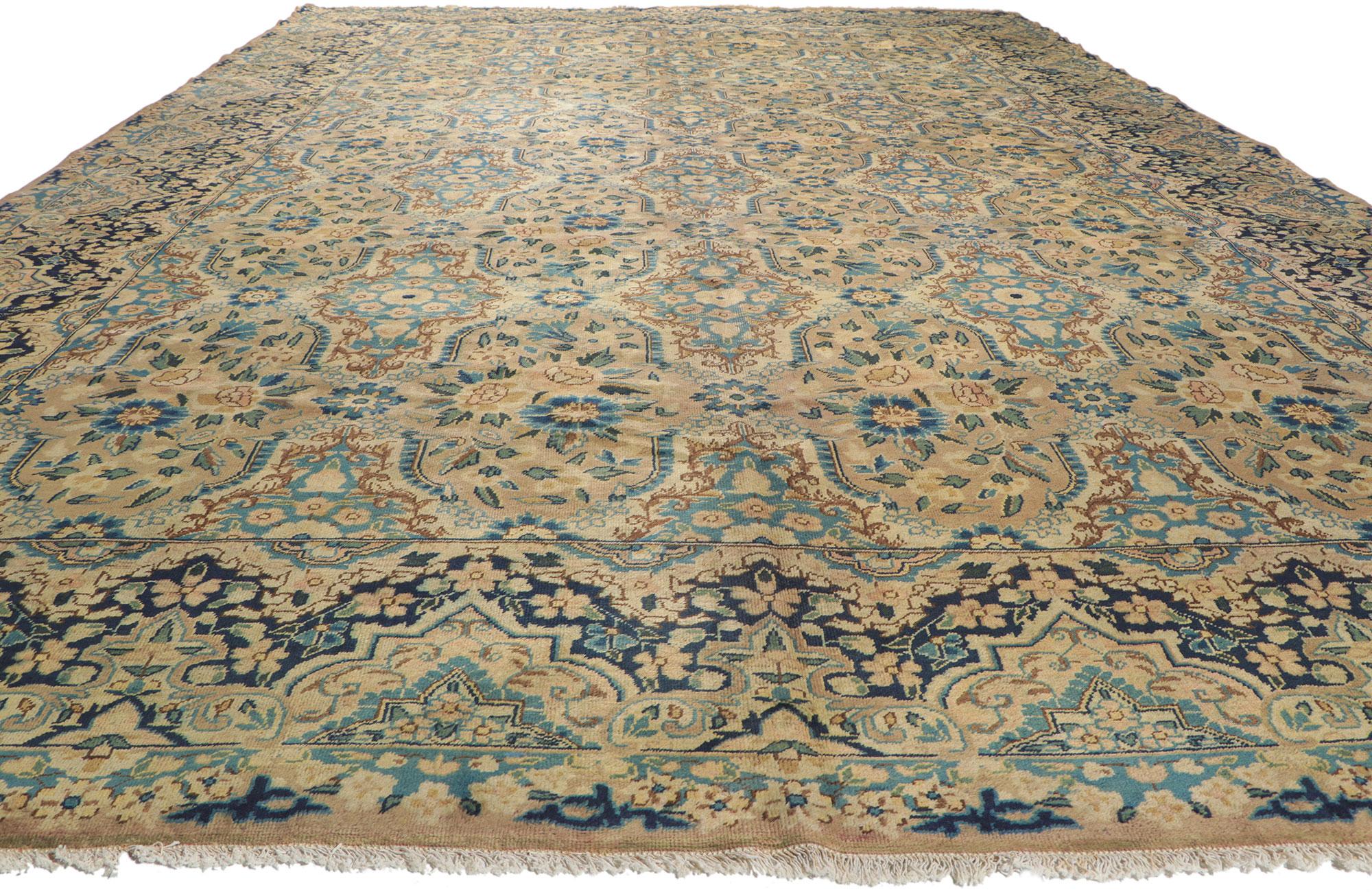 Neoclassical Vintage Persian Yazd Rug For Sale