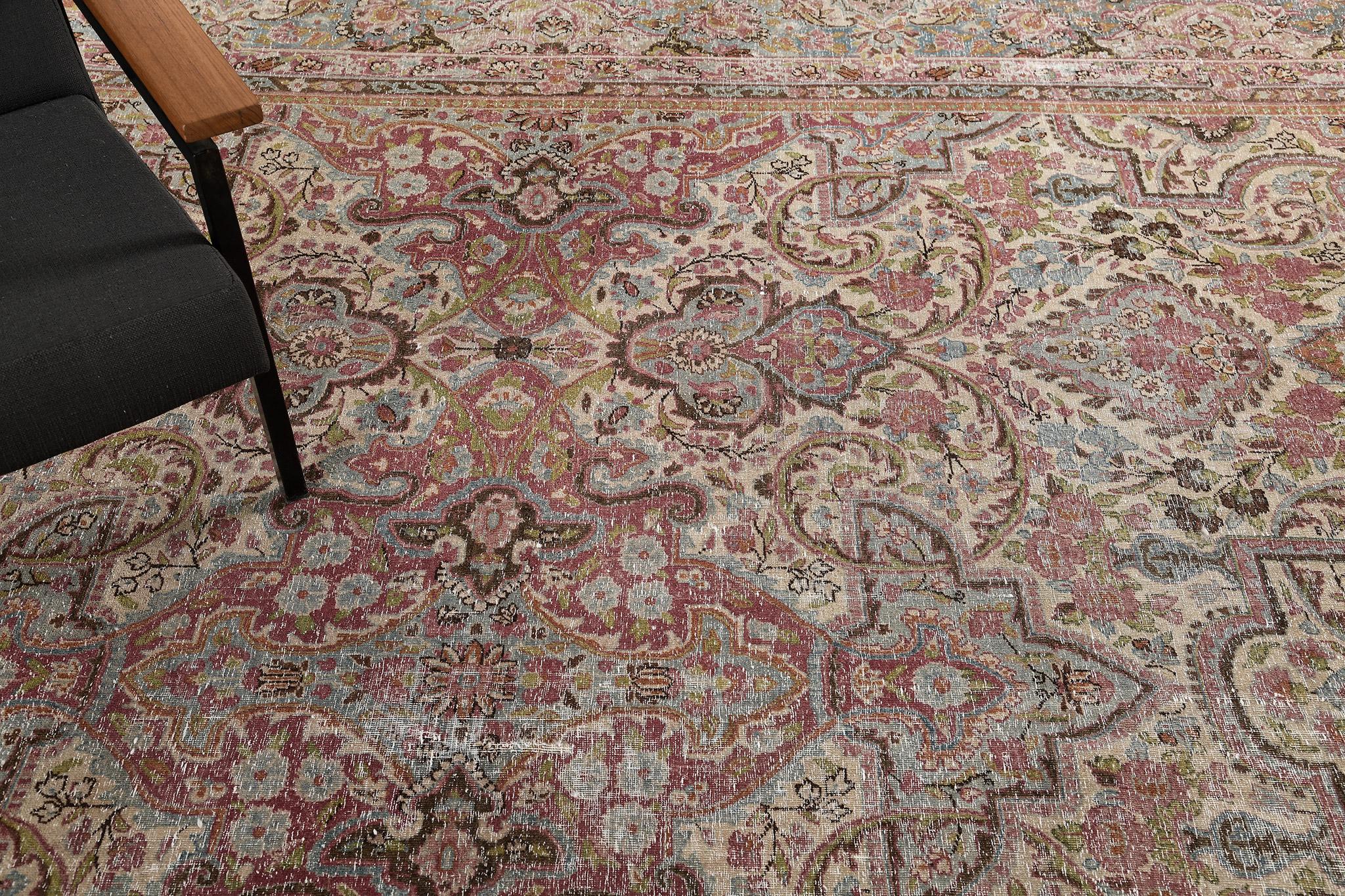Mid-20th Century Vintage Persian Yazd Rug 26044 For Sale