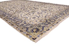 Vintage Ivory Persian Yazd Rug, Timeless Sophistication Meets Neoclassical Style