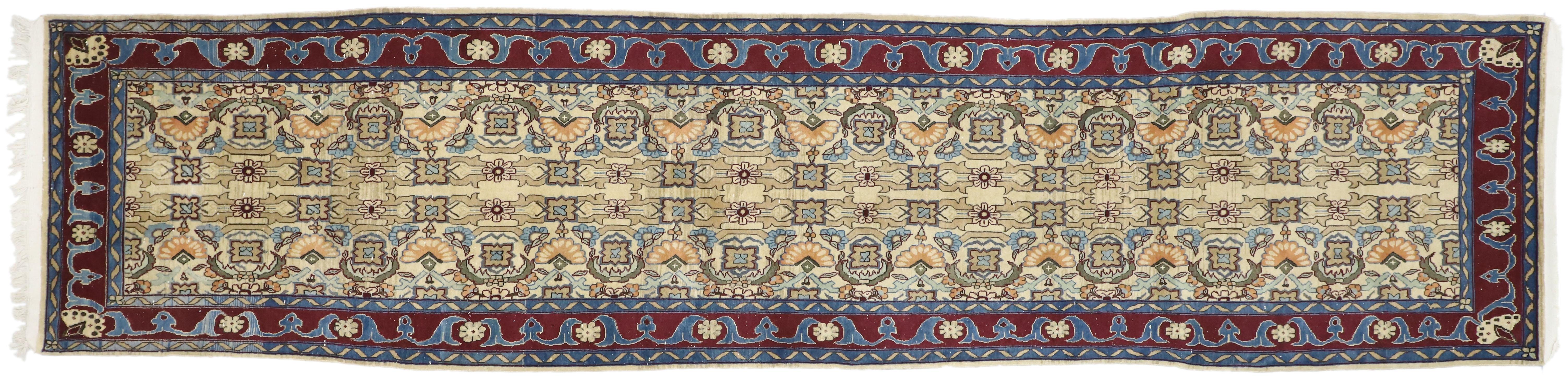 Vintage Persian Yazd Runner, Long Hallway Runner For Sale 2