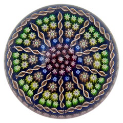 Vintage Perthshire Millefiori Art Glass Paperweight with Central P Cane