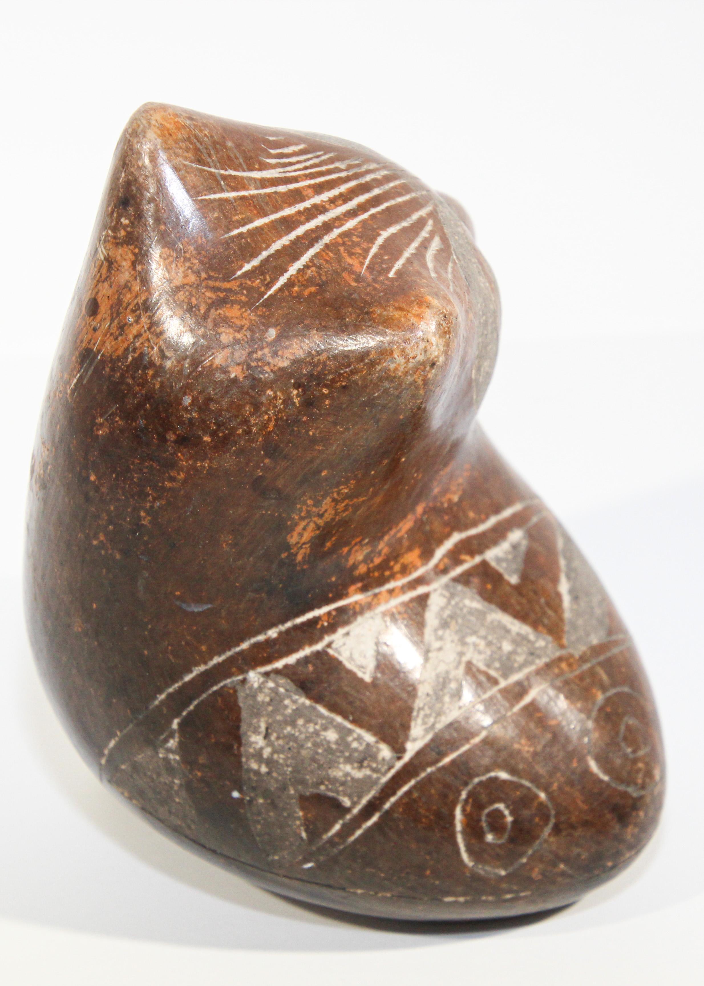 Ceramic Vintage Peru Chimu Style Owl Sculpture