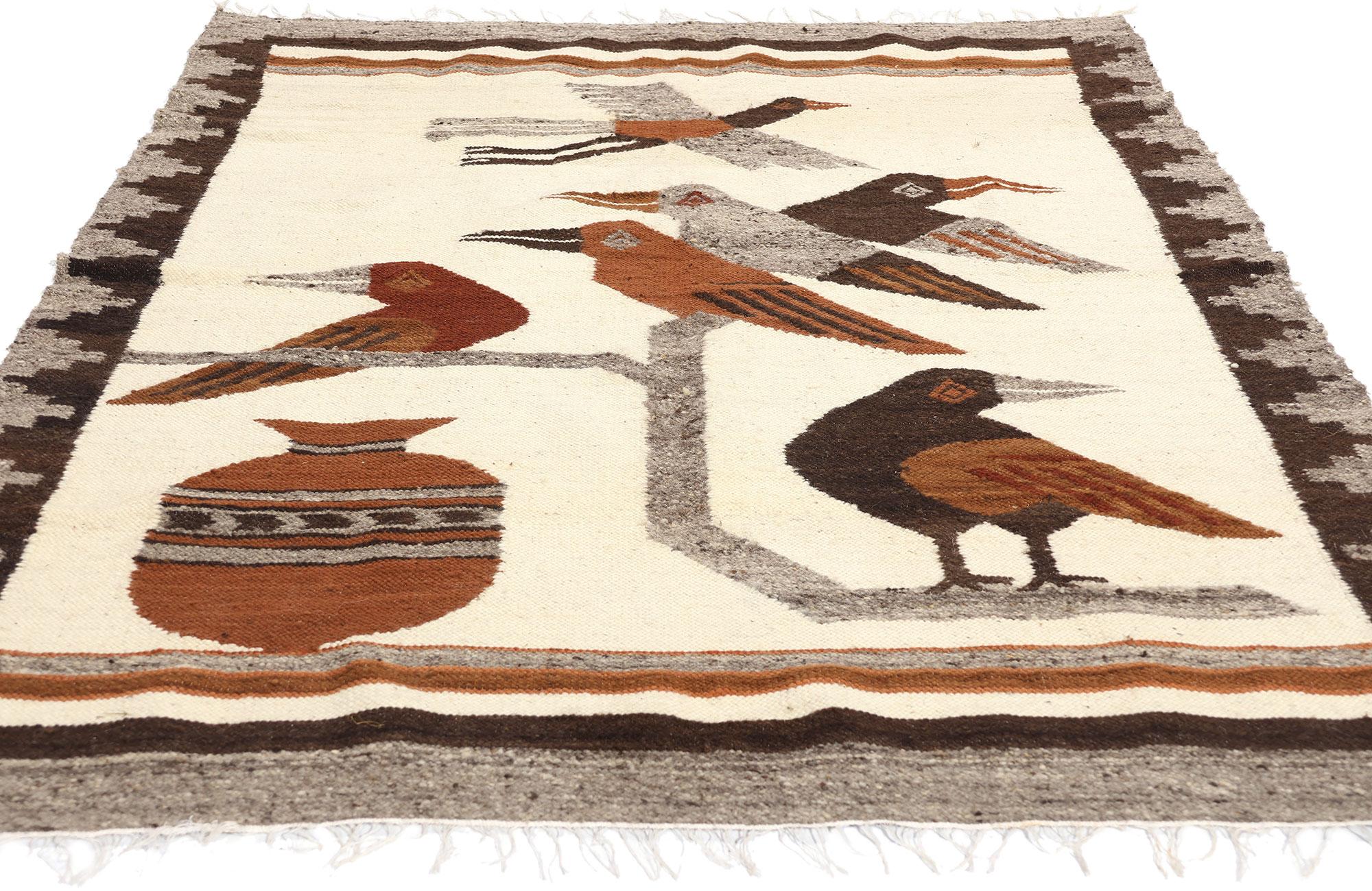 20th Century Vintage Peruvian Bird Pictorial Kilim Rug For Sale