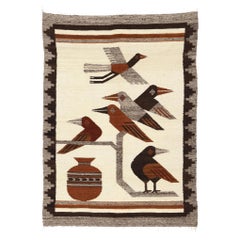 Vintage Peruvian Bird Pictorial Kilim Rug