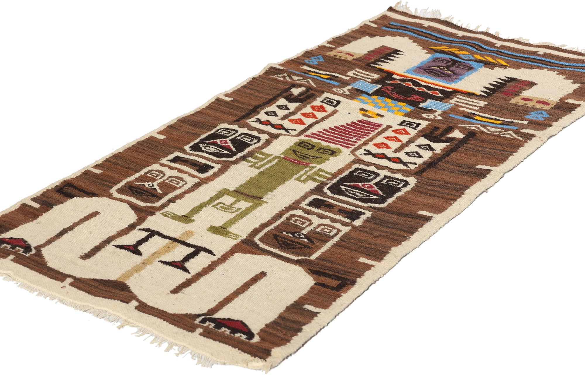 Hand-Woven Vintage Peruvian Deity Pictorial Kilim Rug For Sale