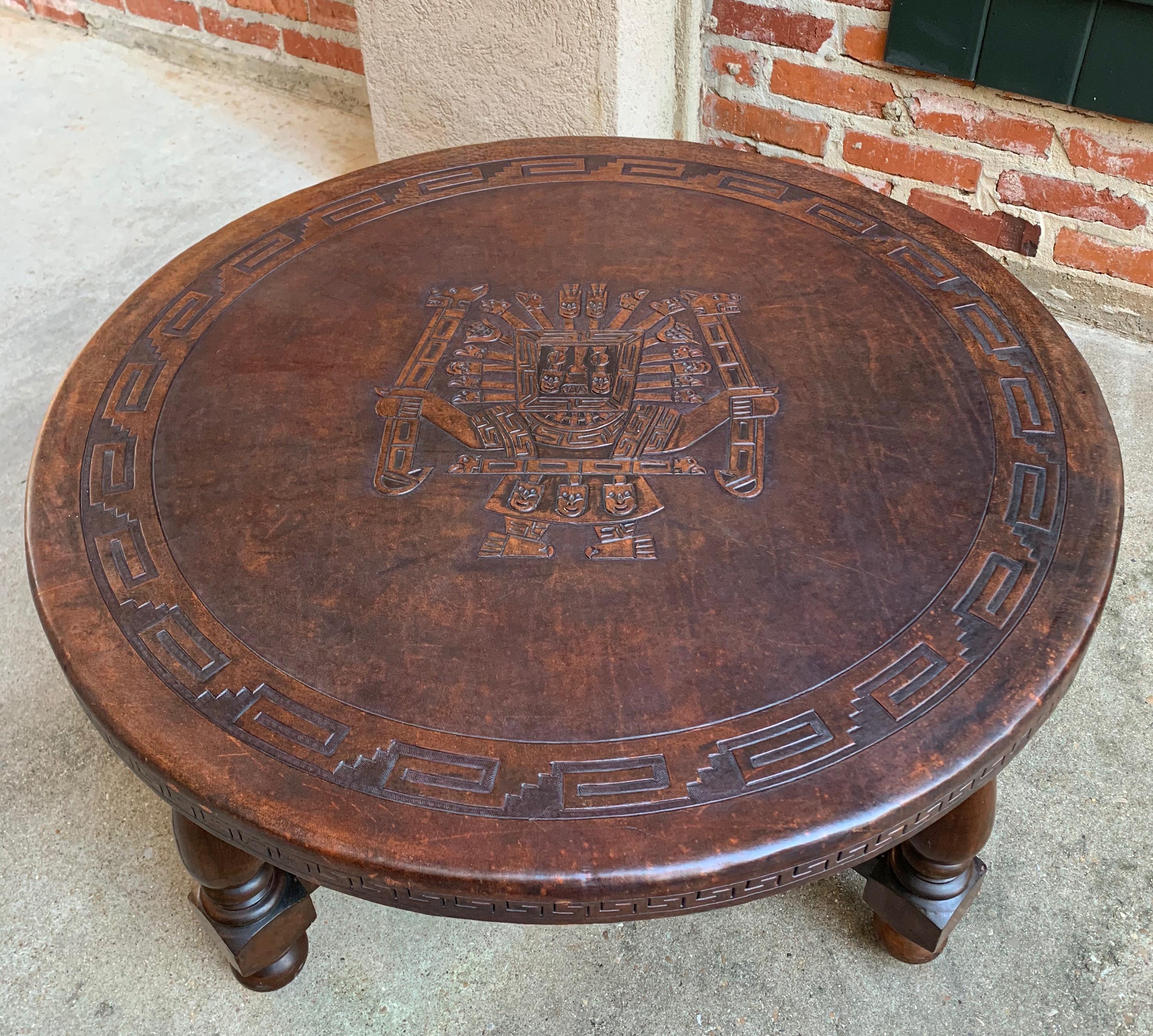 peruvian leather coffee table