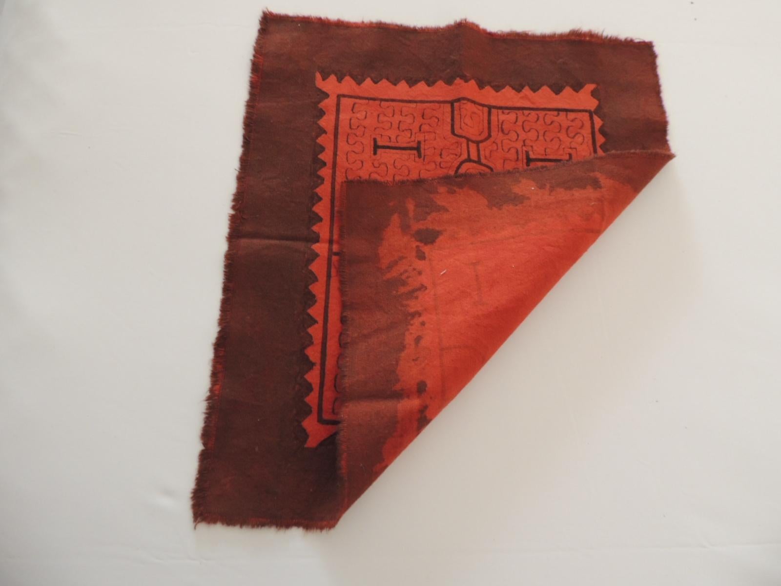 Tribal Vintage Peruvian Fragment in Brown and Burnt Orange