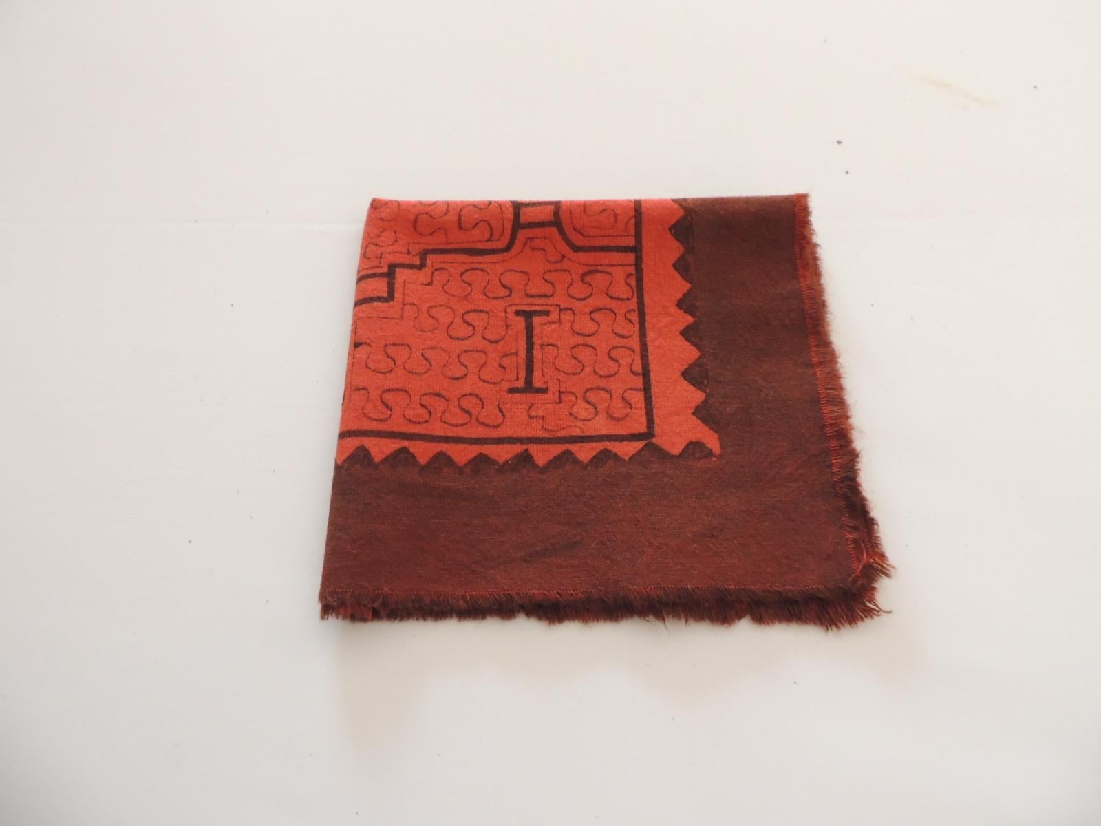 Hand-Crafted Vintage Peruvian Fragment in Brown and Burnt Orange