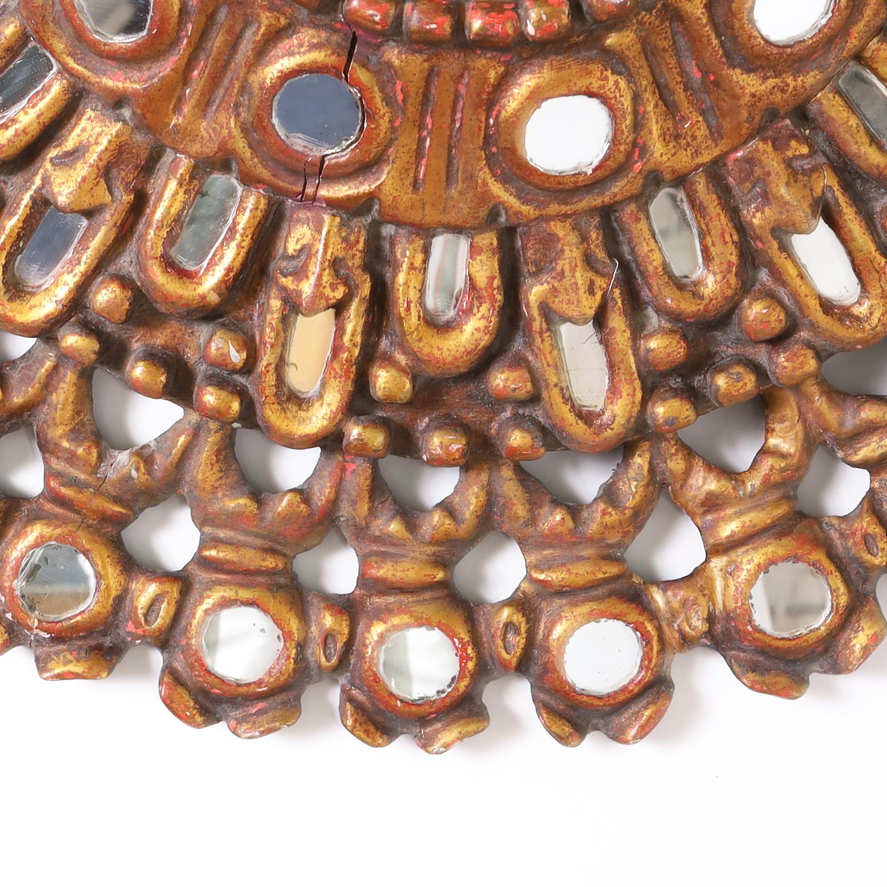 Vintage Peruvian Gilt Wood Wall Mirror In Good Condition For Sale In Palm Beach, FL