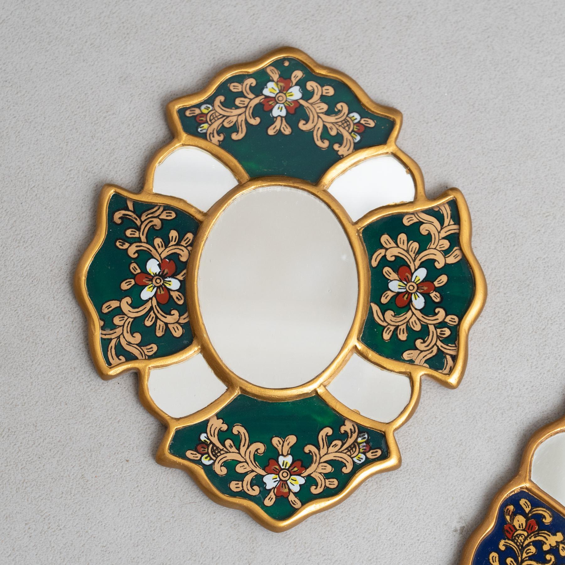 Mid-Century Modern Miroir mural péruvien du milieu du siècle dernier, peint à la main en vente